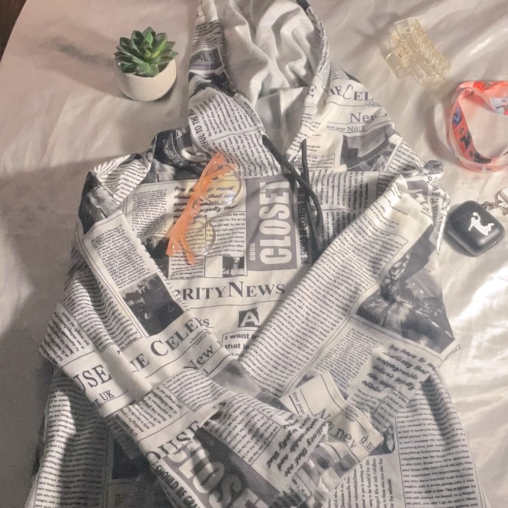 newspaper collage hoodie